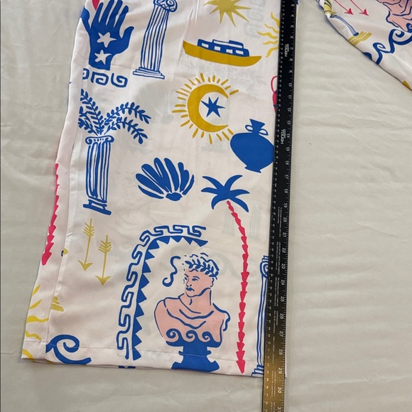 Peach Love Printed Palazzo Pants Wide Leg Elastic Waist - Size L - Picture 7 of 8